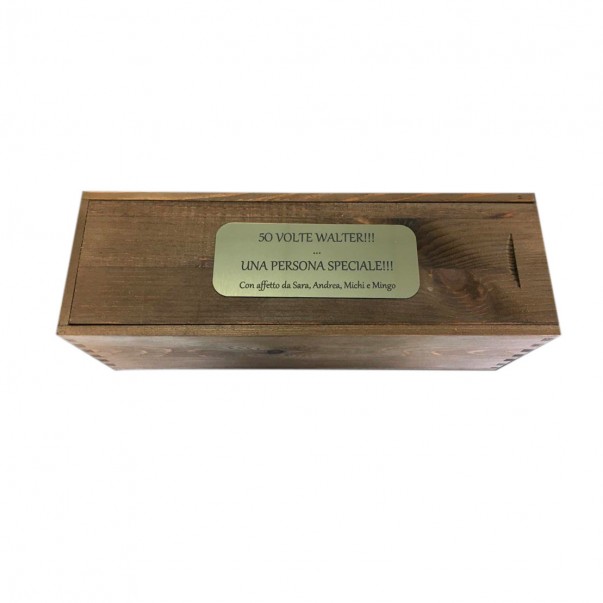 Custom Engraved Wood Wine Box with Metal Foil - Single Bottle